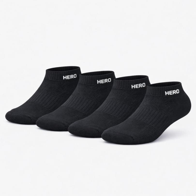 Sports Low Socks - Black 4 párov