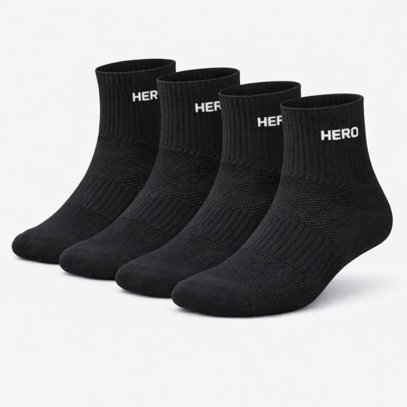 Sports Mid Socks - Black 4 párov