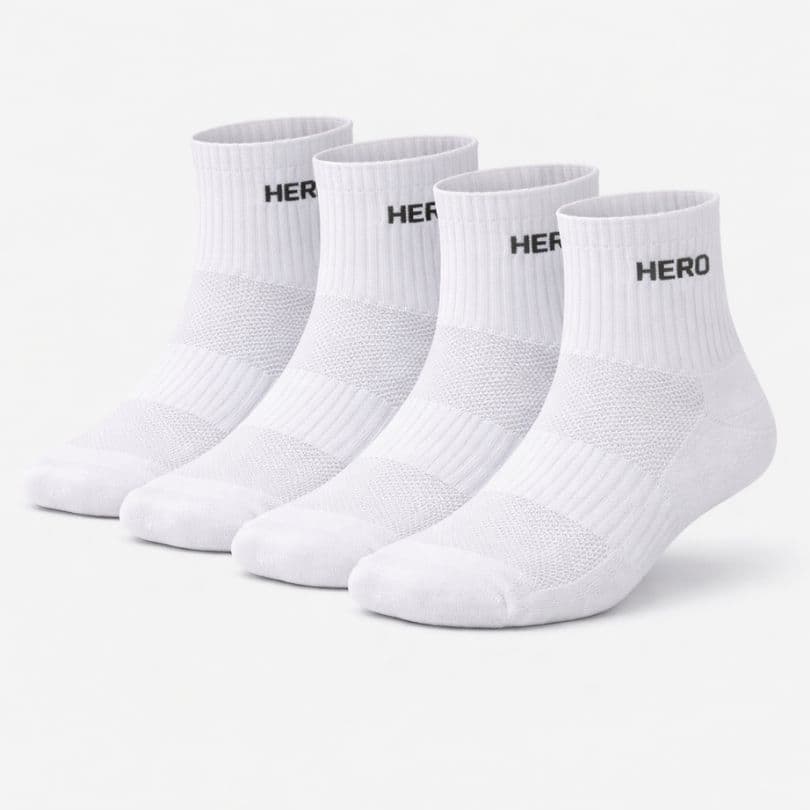 Sports Mid Socks - White 4 párov