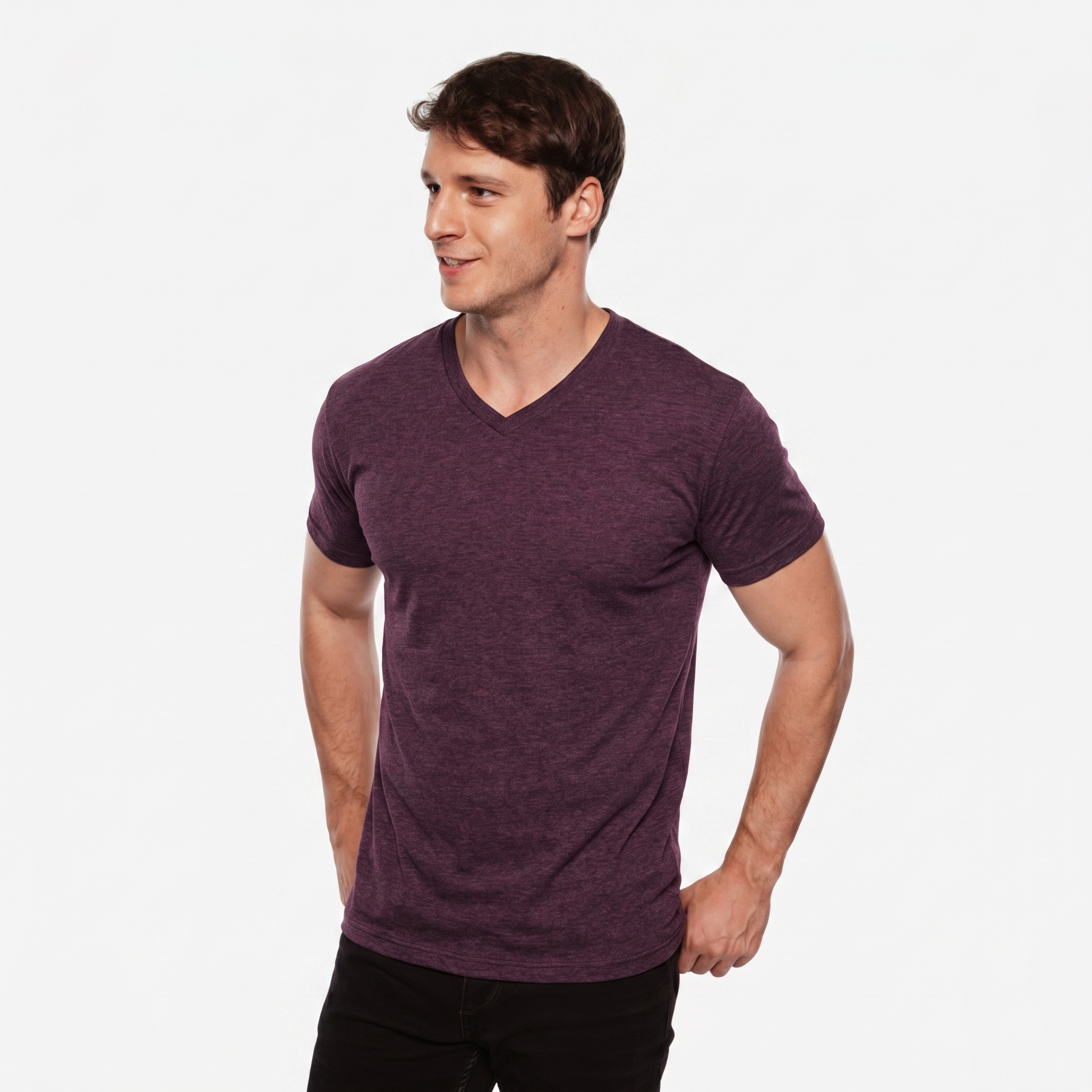 V-Neck Heather Burgundy