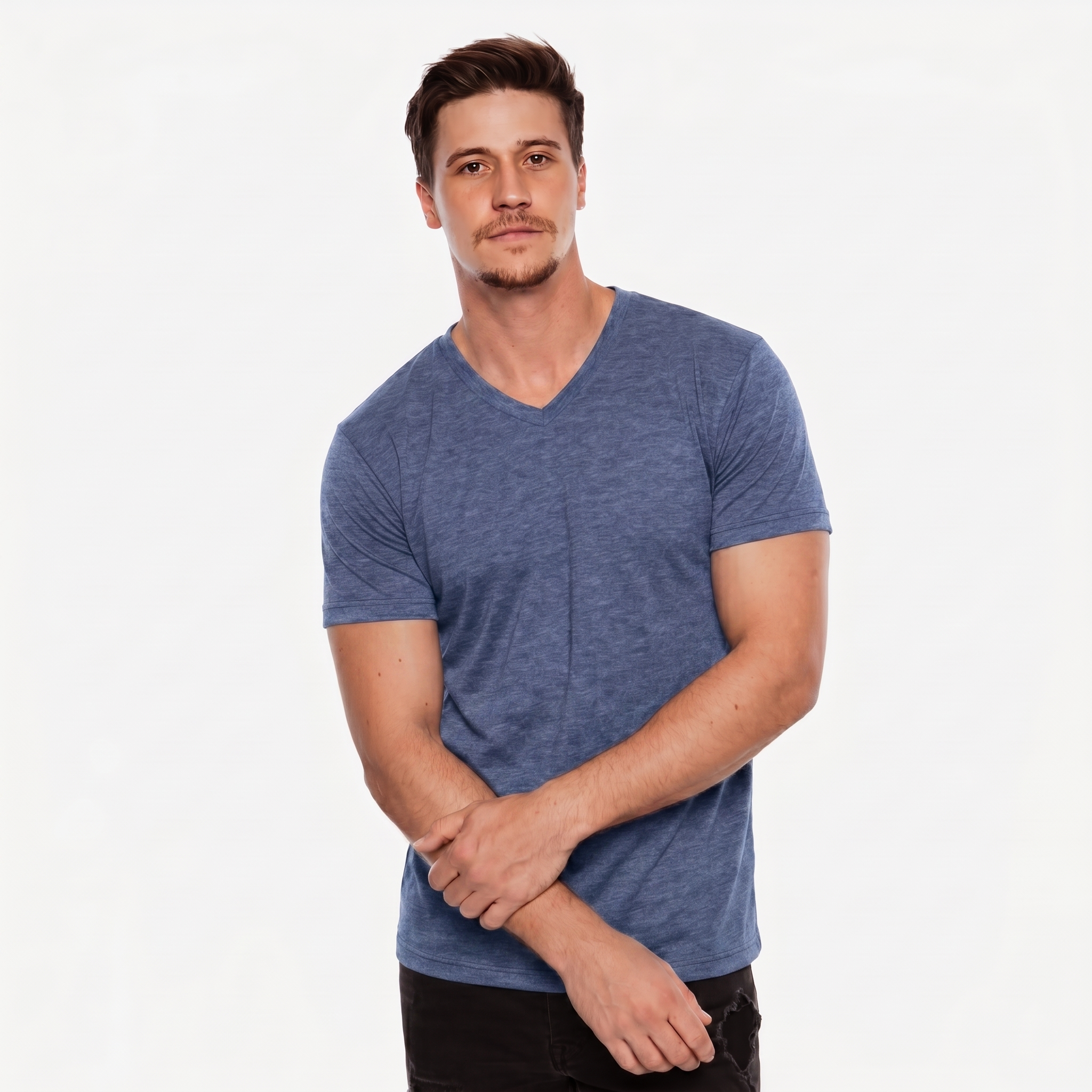 V-Neck Heather Steel Grey