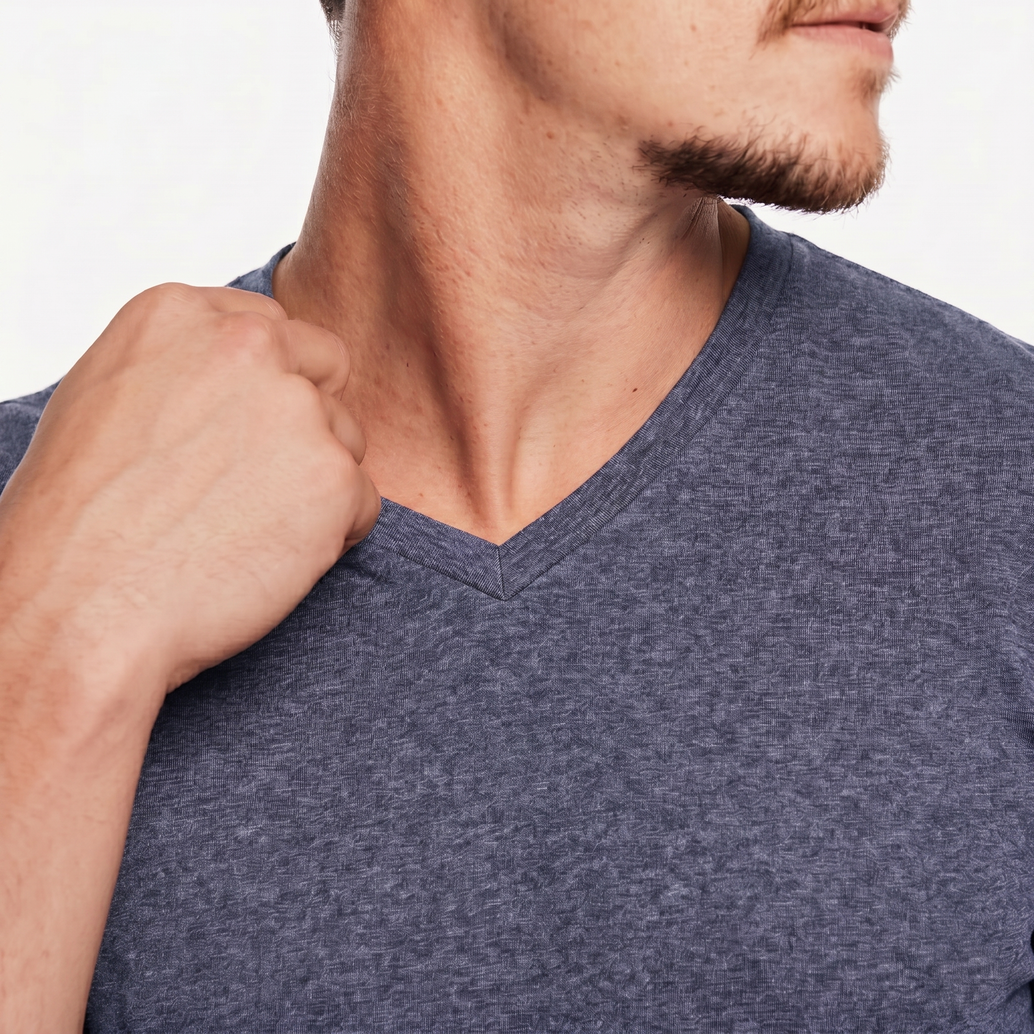 V-Neck Heather Steel Grey